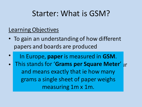 GCSE Paper and Board theory lesson and worksheet