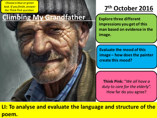 Climbing My Grandfather Analysis Lesson - AQA  New Specification