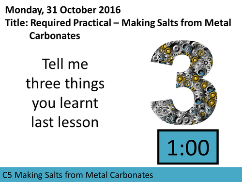AQA GCSE C5 L8 Making Salts from Metal Carbonates Required Practical Lesson