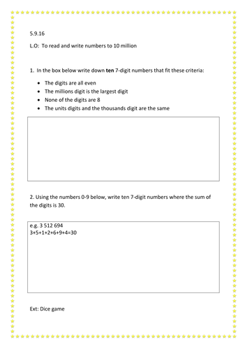 Writing numbers (millions) that fit given criteria