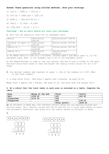 Addition and Subtraction Arithmetic and Reasoning Year 6