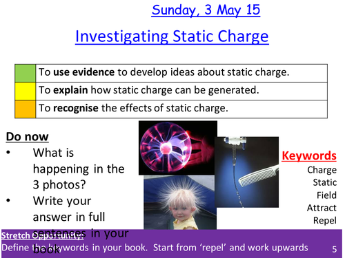 Investigating Static charge lesson