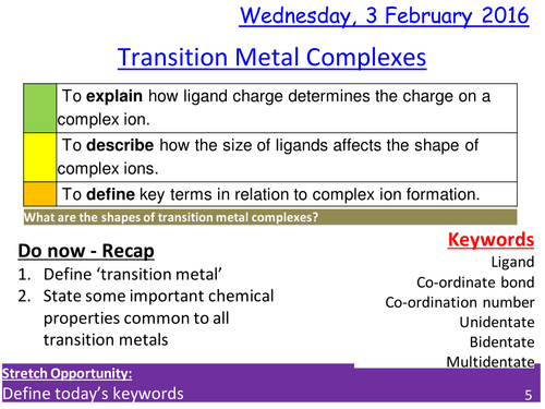 Transition Metal Complexes