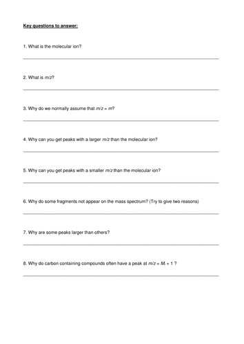 Mass Spectrometry questions