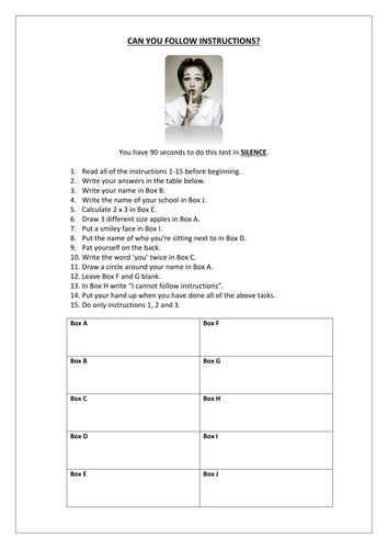 Ks3 English Or Tutor Time Activity Following Instructions Fun