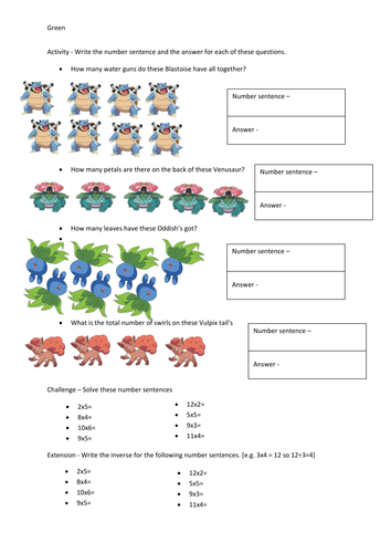 Pokémon Types worksheet