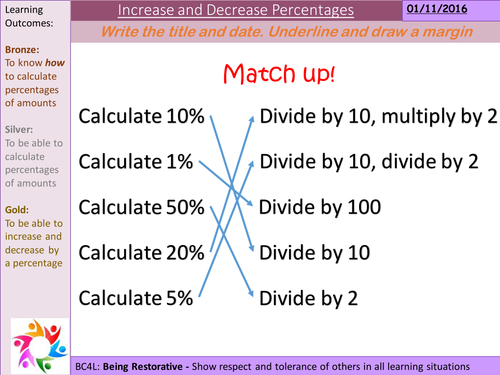 Increase and decrease with percentage