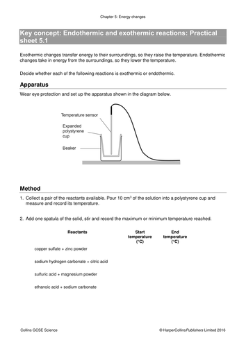 New Y10 GCSE - Exothermic and Endothermic Required Practical 4
