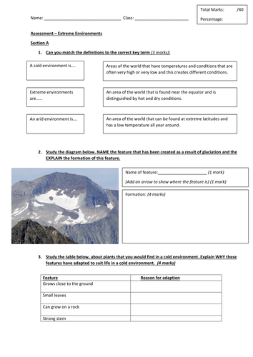 Scheme of work  and assessment for Extreme Environments