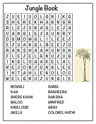 jungle book wordsearch teaching resources