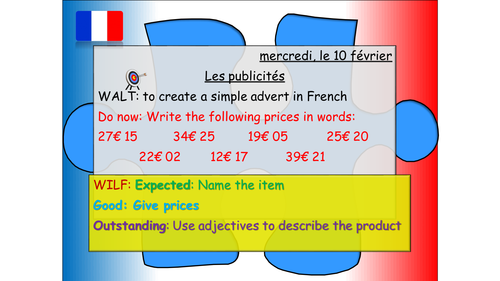 Les Publicités - les jouets - Toy adverts lesson powerpoint