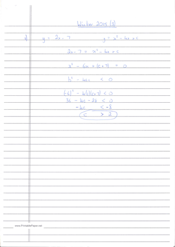 CIE A-Level Maths Pure 1 (P1) Worked Solutions - October/November 2015 (3)