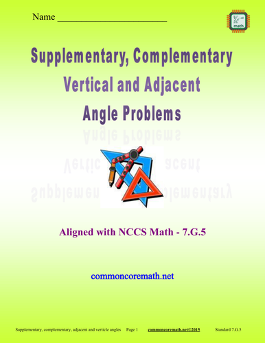 Supplementary, Complementary, Verticle and Adjacent Angle Problems - 7.G.5