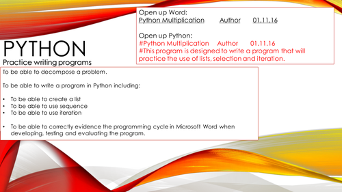GCSE Computer Science 9-1 Python Introduction - Practice