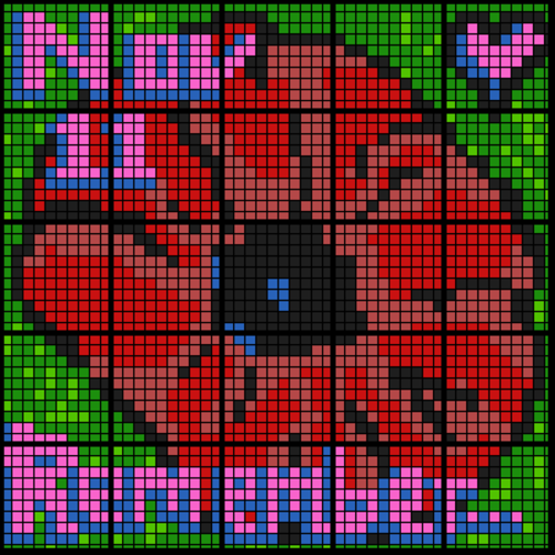 Colouring by One and Two Step Equations - Remembrance Day (25-Worksheet Mosaic)