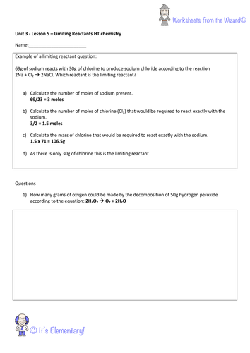 AQA GCSE chemistry - Unit 3 - Lesson 5 Limiting reactant and Excess Reactant