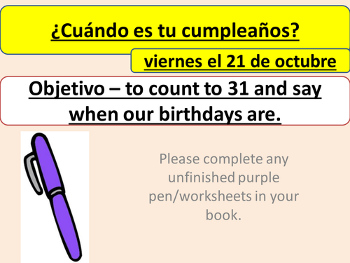 Spanish Numbers 1-31 and Birthdays