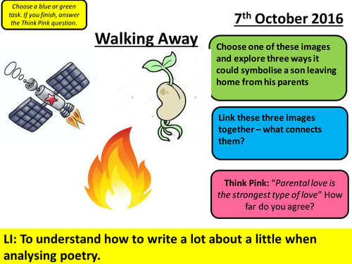 Walking Away Analysis Lesson - AQA New Specification Poetry Anthology - Love and Relationships