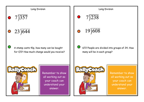 Outstanding Long Multiplication and Division Co-operative Learning Cards