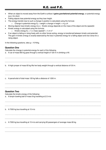 Kinetic & Gravitational Potential Energy (GCSE Physics P1 AQA 2016)