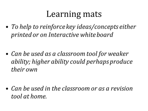 Reformation learning mat