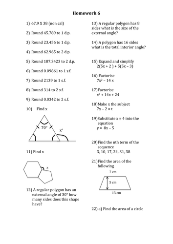 math 6 homework unit 13