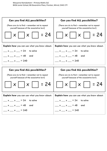 Supporting progression in multiplying three numbers