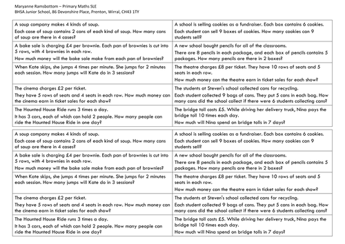 multiplying 3 numbers - word problems