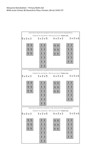 Matching task - multiplying three numbers