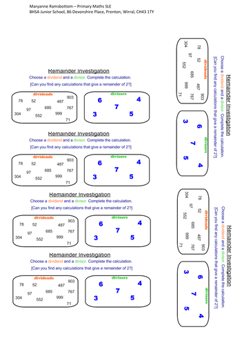Remainders Investigation - Year 4