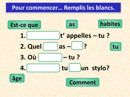 Questions in French 1