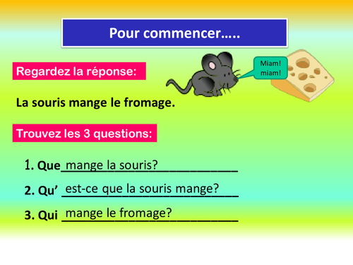 Questions In French 5 Teaching Resources