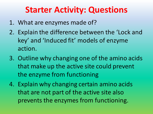 Factors affecting enzyme action AQA AS 3.1.4.2