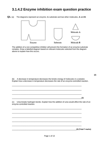 Enzyme inhibition. AQA AS 3.1.4.2
