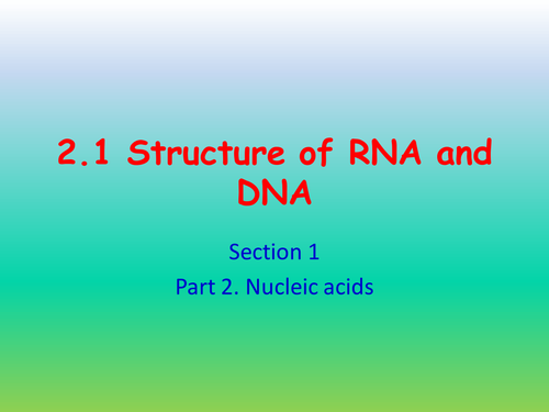 Structure of RNA and DNA. AQA AS 3.1.5.1