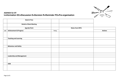 Agenda / Minutes template for subject meetings