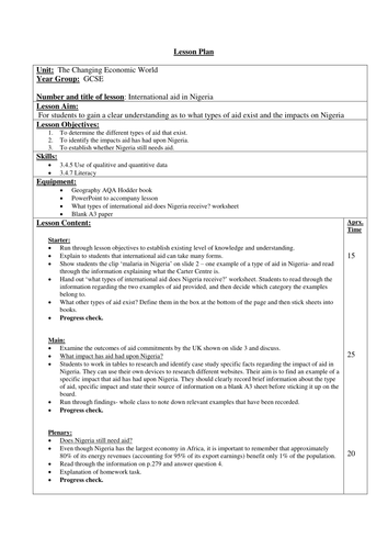 The Changing Economic World- International aid in Nigeria