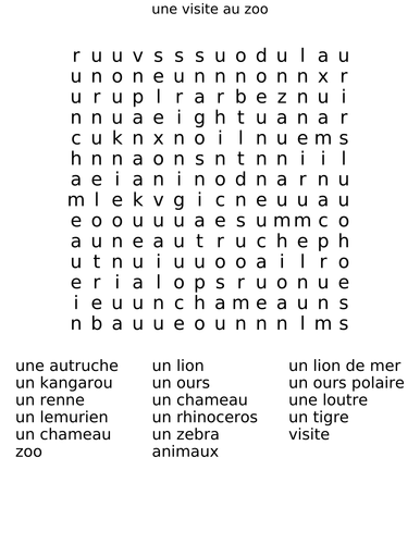 Simple puzzle in French - zoo animals | Teaching Resources