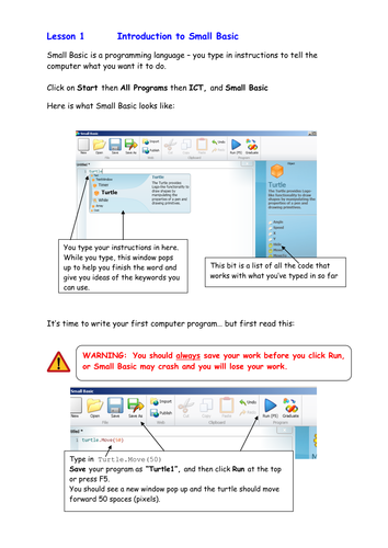 Introduction to Programming using Small Basic - (KS2-KS3) - Lesson 1