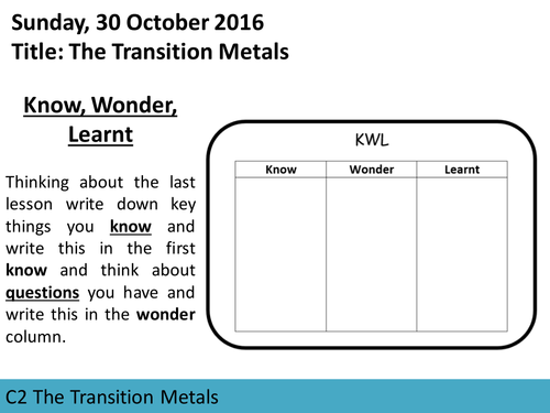 AQA GCSE C2 Transition Metals - All Resources Bundle