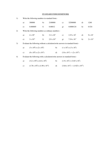 Standard Form Review Homework