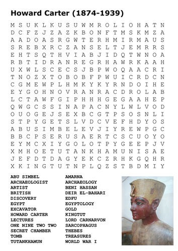 Howard Carter Word Search Tomb of Tutankhamun