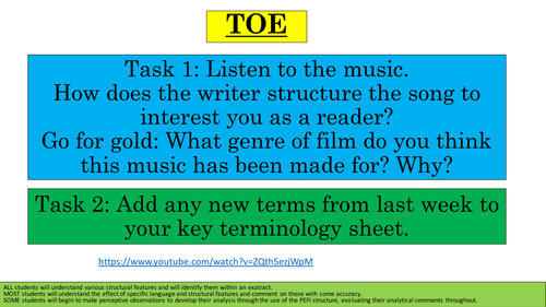 AQA English AO2 Language and Structure analysis- War of the Worlds