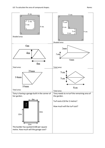 Year 5/6/7 - Calculating the Area of Compound Shapes by b0603832 ...