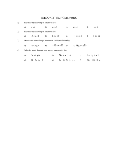 Inequalities Homework