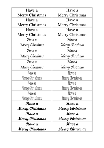 Have a Merry Christmas Labels in different fonts