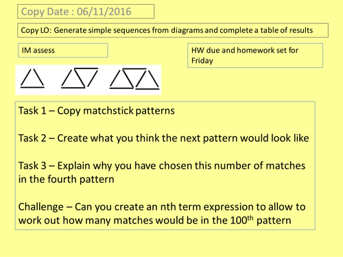 Simple sequences and nth terms from sequences