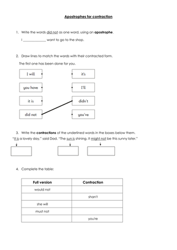 Apostrophes for contraction