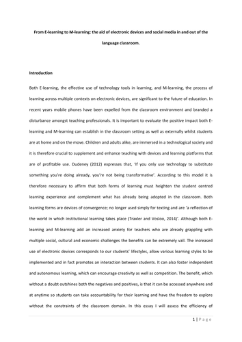 PGCE masters essay: From E-learning to M-learning in Modern Foreign Languages