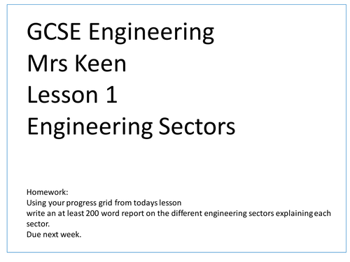 KS4 Engineering Sectors Lesson